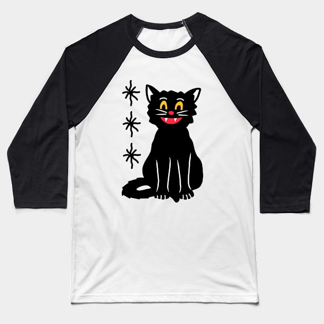 Happy Cat Baseball T-Shirt by SEXY RECORDS